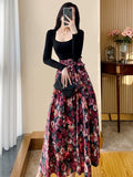 MOJOYCE-Women's Autumn French Style Vintage Floral Base Inner Skirt