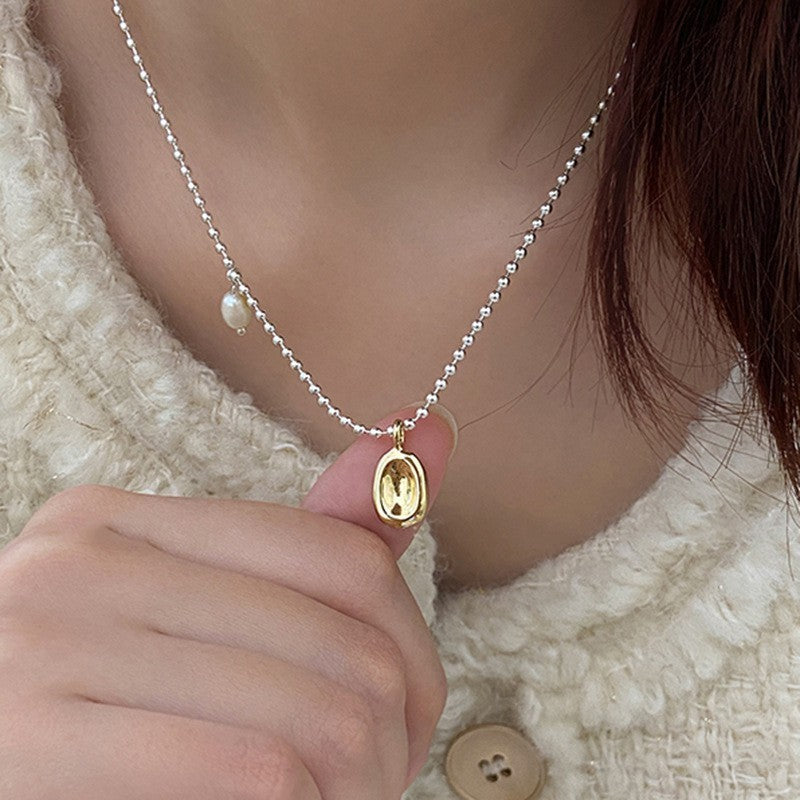 Mojoyce- Double-layer Pearl Camellia Necklace