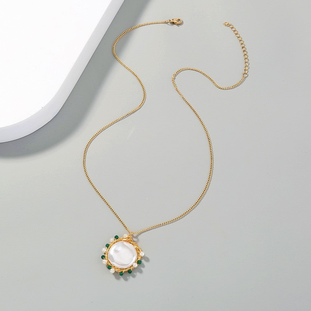 Mojoyce- Lunar Pearl Pendant Necklace