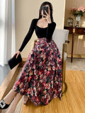 MOJOYCE-Women's Autumn French Style Vintage Floral Base Inner Skirt