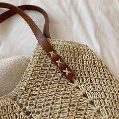 MOJOYCE-Summer Bags Summer Beach Bag For Women Woven Straw Shoulder Tote Crochet Large Shopping Travel Fashion Simple Bucket Ladies Party Handbags