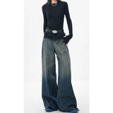 Mojoyce Women Grey Jeans Cargo Pants Streetwear High Waist American Wide Leg Pants Fashion Y2K Style Female Winter Straight Trousers