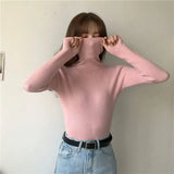 Mojoyce Multicolour Turtleneck Elastic Pullovers Women Solid Color Simple Basic Sweaters Female Korean Fashion Slim Soft Tops Knitwear