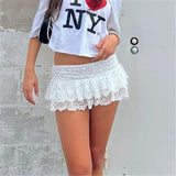 MOJOYCE-Gaono Floral Lace Mini Skirts Women Fairycore Cute Ruffles Mini Skirts Stylish Party Streetwear Outfits y2k Aesthetic Clothes
