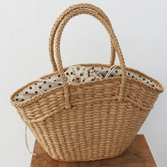 MOJOYCE-Summer Bags Women Beach Bag For Summer  New Straw Woven Braided Top Handle Travel Shopping Bucket Fashion Simple Large Luxury Handbags