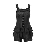 MOJOYCE Sexy Summer New Y2K Black Dress Lace One Line Neck Shoulder Fold Slim Fit Short Dress Party Nightclub Mini Dress