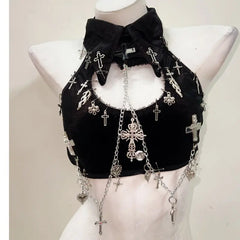 Mojoyce-y2k accessories harajuku fashion  y2k crop top gothic clothese girl clothes  Gothic Tank Tops Punk Tank Tops e girl clothes