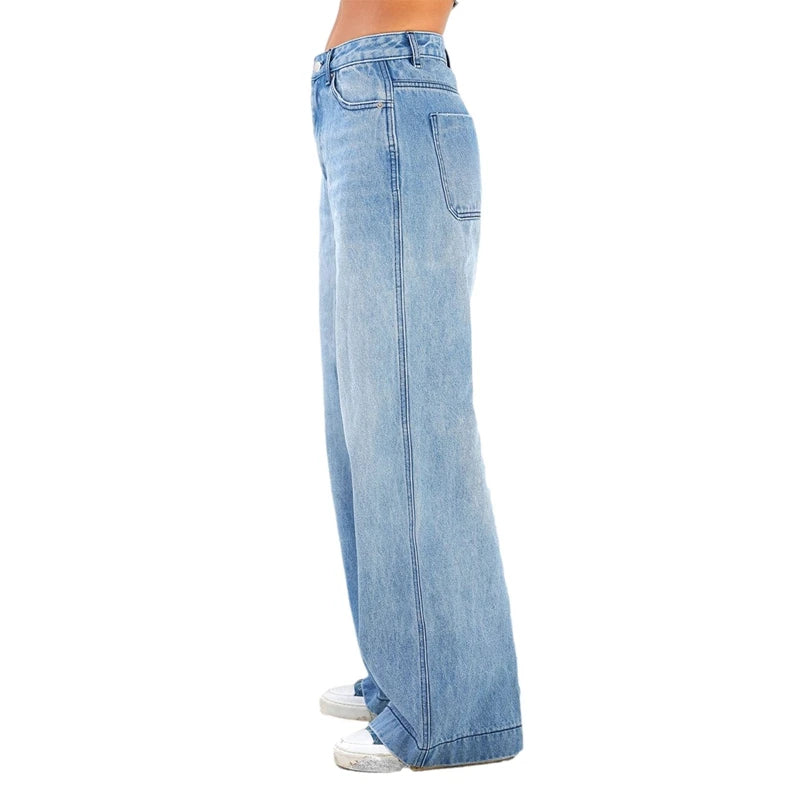 Mojoyce-Women's Wide Leg Boyfriend Jeans Y2K Vintage Loose Straight Denim Pants High Waist Baggy Jeans 2000s Retro Grunge Streetwear