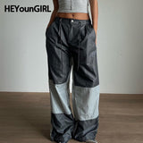 Mojoyce Patchwork Wide Leg Pants Women Harajuku Y2K Casual Oversized Sweatpants Grunge Fashion Street Outfits Korean Joggers