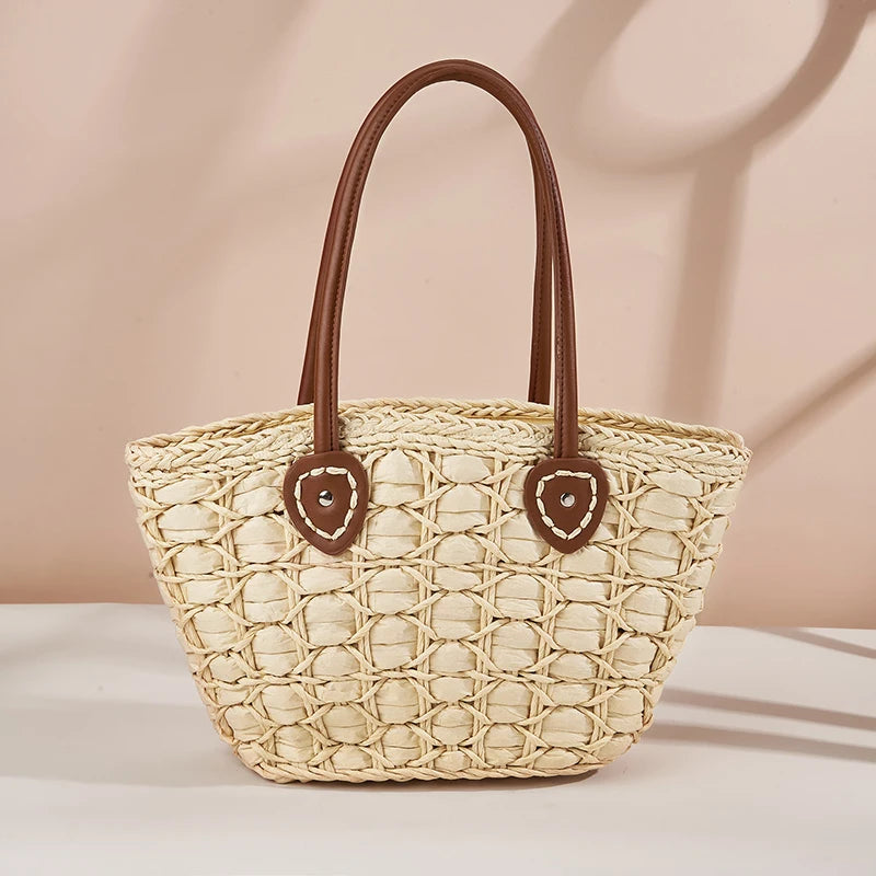 MOJOYCE-Summer Bags Shoulder Bag For Women Straw Woven Beach  Trend Summer Braided Large Fashion Party Shopping Female Tote Simple Big Handbag