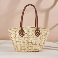 MOJOYCE-Summer Bags Shoulder Bag For Women Straw Woven Beach  Trend Summer Braided Large Fashion Party Shopping Female Tote Simple Big Handbag