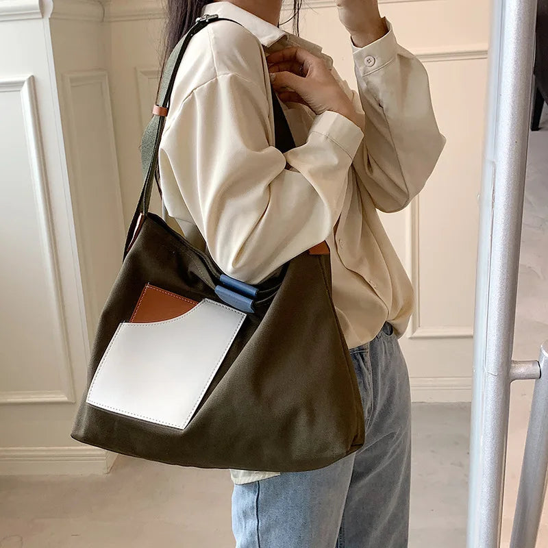 MOJOYCE-Summer Bags Women Bags Shoulder For Shoppers Shopping Canvas Large  New Simple Fashion Top Handle Crossbody Hobo Cloth Female Handbags