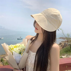 MOJOYCE-Cool Accessories Wide Brim Sunhat Summer Quick Dry Women Foldable Bucket Hat Outdoor Beach Sunscreen Cap Drawstring Adjustable Fisherman Hat