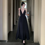 MOJOYCE-Elegant Black Long Bodycon Dress for Women Slim Sleeveless Fashion Backless Solid Party Evening Prom Dresses New Summer 2023