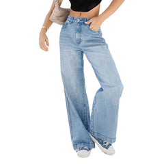 Mojoyce-Women's Wide Leg Boyfriend Jeans Y2K Vintage Loose Straight Denim Pants High Waist Baggy Jeans 2000s Retro Grunge Streetwear