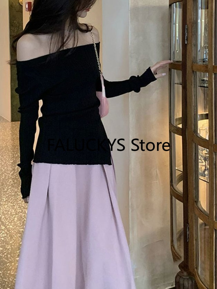 Mojoyce 2023 Autumn French Elegant Blouse Office Lady Causal Long Sleeve Women Evening Party Y2K Knitted Sweater Korean Fashion Chic