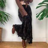 Mojoyce Velvet A-line Women Long Skirt Vintage Seam Detail Loose Elegant Ladies Autumn Maxi Skirts Y2K Chic Holiday Clothing