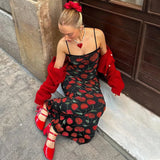 MOJOYCE Hot Summer Slim Maxi Suspender Dress For Women Flower Print Lace Up Sleeveless Plunge Female Beach Vacation Dress Elegant