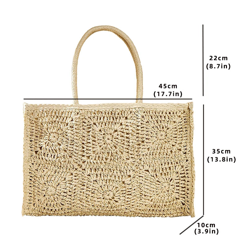 MOJOYCE-Summer Bags Tote Handbag Shoulder Bag For Women Straw Woven Beach  New Summer Braided Large Fashion Party Shopping Female Simple Bags