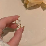 MOJOYCE-Cool Accessories Fashion Blue Opal Heart Rings for Women Kpop Punk Gothic Open Flower Rhinestone Finger Rings Wedding Party Trendy Girls Jewelry