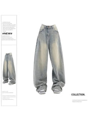 Mojoyce-Women Vintage Baggy Blue Jeans High Waist Denim Trousers 2000s Y2k Harajuku Fashion 90s Aesthetic Wide Pants Trashy Clothes