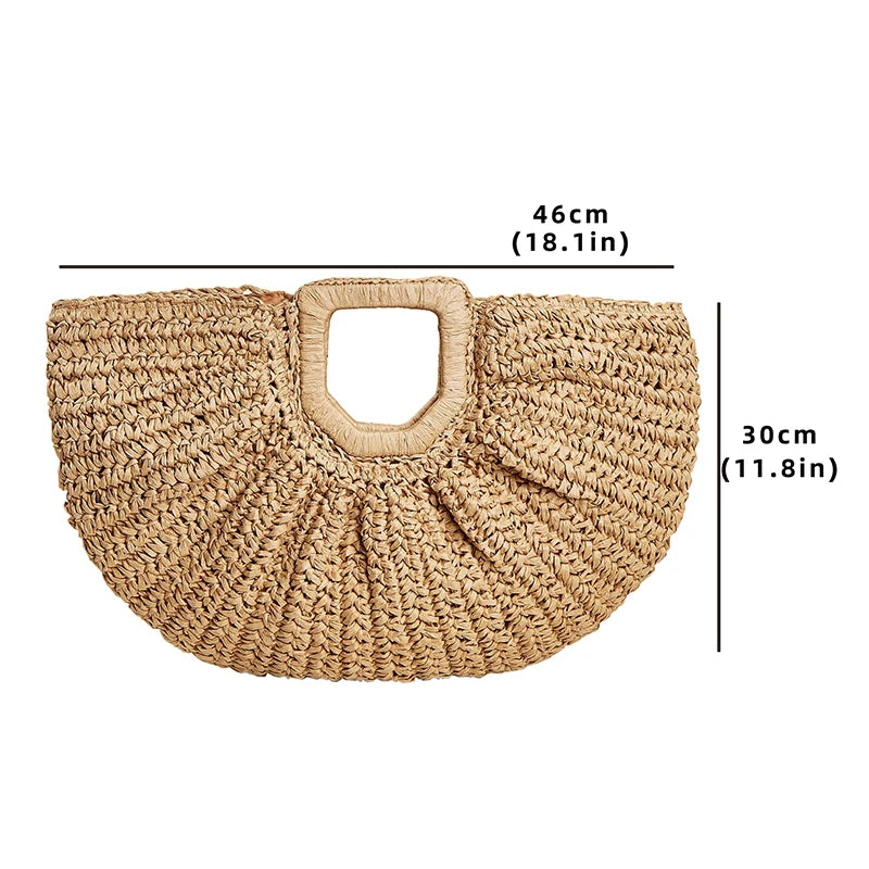 MOJOYCE-Summer Bags Women Handbag For Summer Beach Bag Straw Woven  New Trend Braided Large Fashion Party Shopping Female Ladies Big Soft Bags