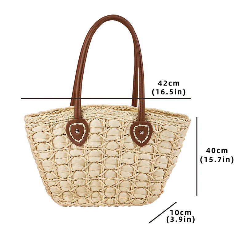 MOJOYCE-Summer Bags Shoulder Bag For Women Straw Woven Beach  Trend Summer Braided Large Fashion Party Shopping Female Tote Simple Big Handbag