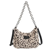 MOJOYCE-Summer Bags Fluffy Bags For Women  New Trend Cow Print Leopard Shoulder Crossbody Chains Strap Luxury Fashion Ladies Cosmetic Handbags