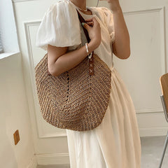 MOJOYCE-Summer Bags Summer Beach Bag For Women Woven Straw Shoulder Tote Crochet Large Shopping Travel Fashion Simple Bucket Ladies Party Handbags