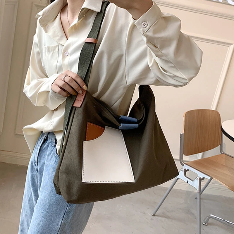 MOJOYCE-Summer Bags Women Bags Shoulder For Shoppers Shopping Canvas Large  New Simple Fashion Top Handle Crossbody Hobo Cloth Female Handbags