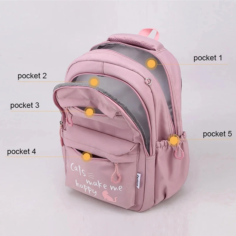 Mojoyce-Girl School Bag Backpack Back Pack For Teenager Women Children Female Pink Schoolbag Primary High Bagpack Class Teens Child Kids