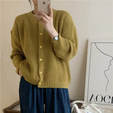 Mojoyce Autumn Winter Knitting Cardigan for Women Soft Solid Color Korean Fashion Sweater Warm Cozy Long Sleeve O Neck Cardigans Mujer