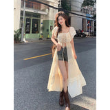 MOJOYCE Y2K Slash Neck Midi Dress Women Streetwear Ruffles Long Robe Korean Vacation Bandage One Pieces Dresses Summer Vestidos