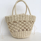 MOJOYCE-Summer Bags Beach Bag For Women Summer  New Hot Basket Woven Straw Braided With Top Handle Handbags Shopping Party Fashion Bucket Clutch