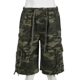 MOJOYCE-Streetwear Camouflage Middle Cargo Pants Fashion Pockets Jeans Casual All-match Women Denim Middle Pants Summer Bottoms