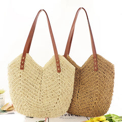 MOJOYCE-Summer Bags Summer Beach Bag For Women Woven Straw Shoulder Tote Crochet Large Shopping Travel Fashion Simple Bucket Ladies Party Handbags