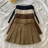 Mojoyce Corduroy Pleated Mini Skirts Women High Waist Preppy Style Slim Short Skirts Korean Fashion Autumn Winter Basic Skirts Female
