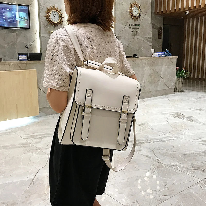 Mojoyce-Vintage Backpack Female Pu Leather Bag Women's Backpack Fashion School Bag for Girls High Quality Leisure Shoulder Bag Sac A Dos