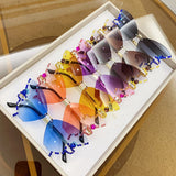 MOJOYCE-Cool Accessories New Luxury Diamond Butterfly Sunglasses  For Women Brand Y2k Vintage Rimless Sun Slugs Women Trend  Summer Ladies Eyewear