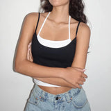MOJOYCE-Fashion New Women Halter Crop Cami Tops Sexy Sleeveless Spaghetti Strap Layered Camisole Summer Tank Tops Vest Tees