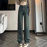 Mojoyce Vintage Jeans Woman Korean Fashion Women's Pants Baggy Jeans Women High Waist Streetwear Female Straight Leg Jeans Y2k Clothes