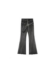 Mojoyce-Women's Y2k Flare Jeans Baggy Harajuku Korean Black Gothic Denim Trousers Japanese 2000s Style Jean Pants Vintage Trashy Clothes