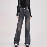 Mojoyce Korean Reviews Many Clothes Y2k 2000s Denim Straight Leg Jeans Woman High Waist Streetwear Female Clothing Women's Pants Fashion