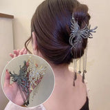 MOJOYCE-Cool Accessories  New Rhinestone Butterfly Crab Hair Clips For Women Korean Back Head Elegant Tassels Hair Claw Shark Clips Hair Accessories