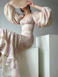 Mojoyce-Summer Vintage Floral Print Skirt Set Women Elegant Retro Two Piece Skirt Suit Female Korean Style Spuare Collar Loose Suit 2024