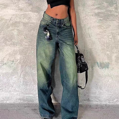 Mojoyce-Y2K Boyfriend Loose Fit Jeans Women Low Waist Wide Leg Denim Pants Vintage Grunge Aesthetic 00s Retro Baggy Trousers Streetwear