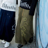 Mojoyce Harajuku Retro Wide Leg Pants Embroidery Star Y2K Low Waist Grunge Sweatpants Street Fashion Loose Trousers Hip Hop