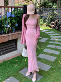 MOJOYCE-New Simple Solid Women Bodycon Dress Fashion Streetwear Sun-protective Cardigan Causal Party Holiday Ladies Slim Dress 2023