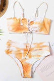 MOJOYCE-spring summer beach outfit  Bandage Light Yellow Bikini Set