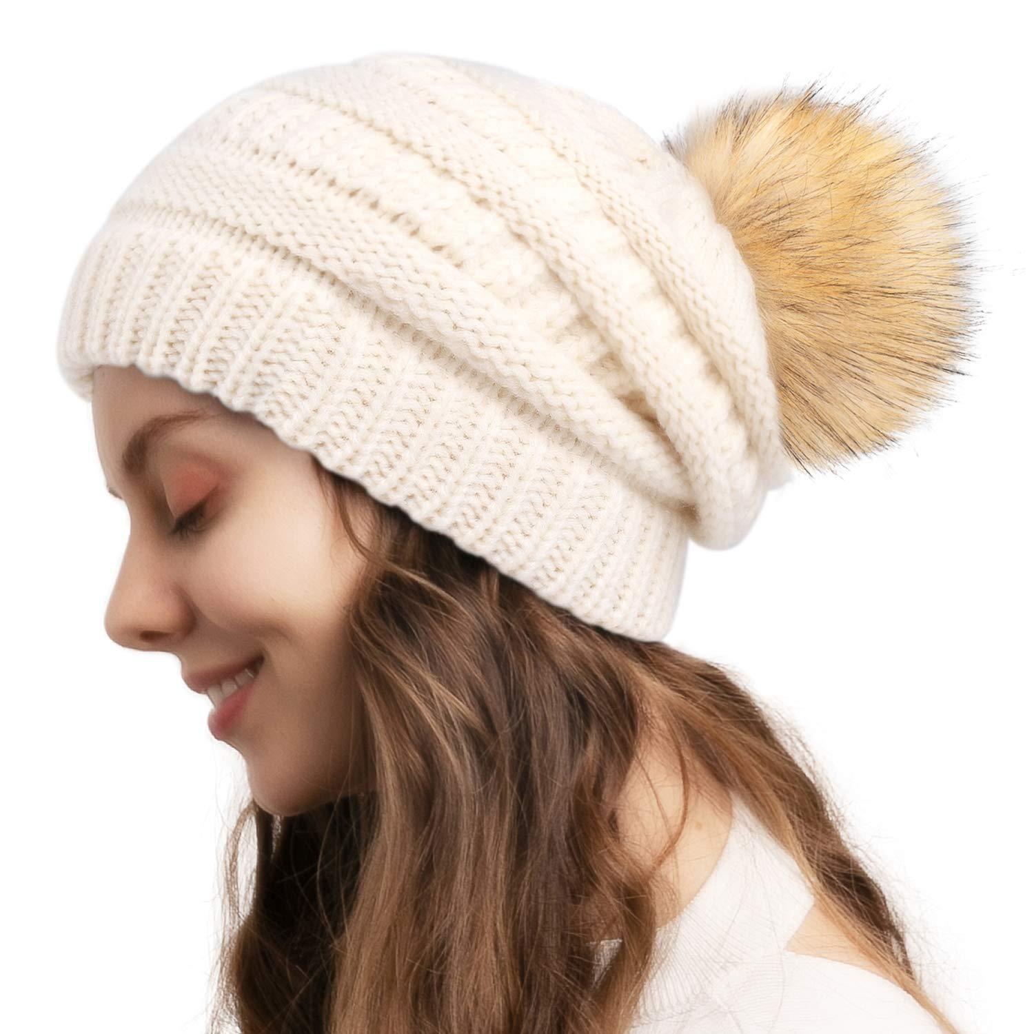 Mojoyce- Wool Ball Wool Hat Ladies